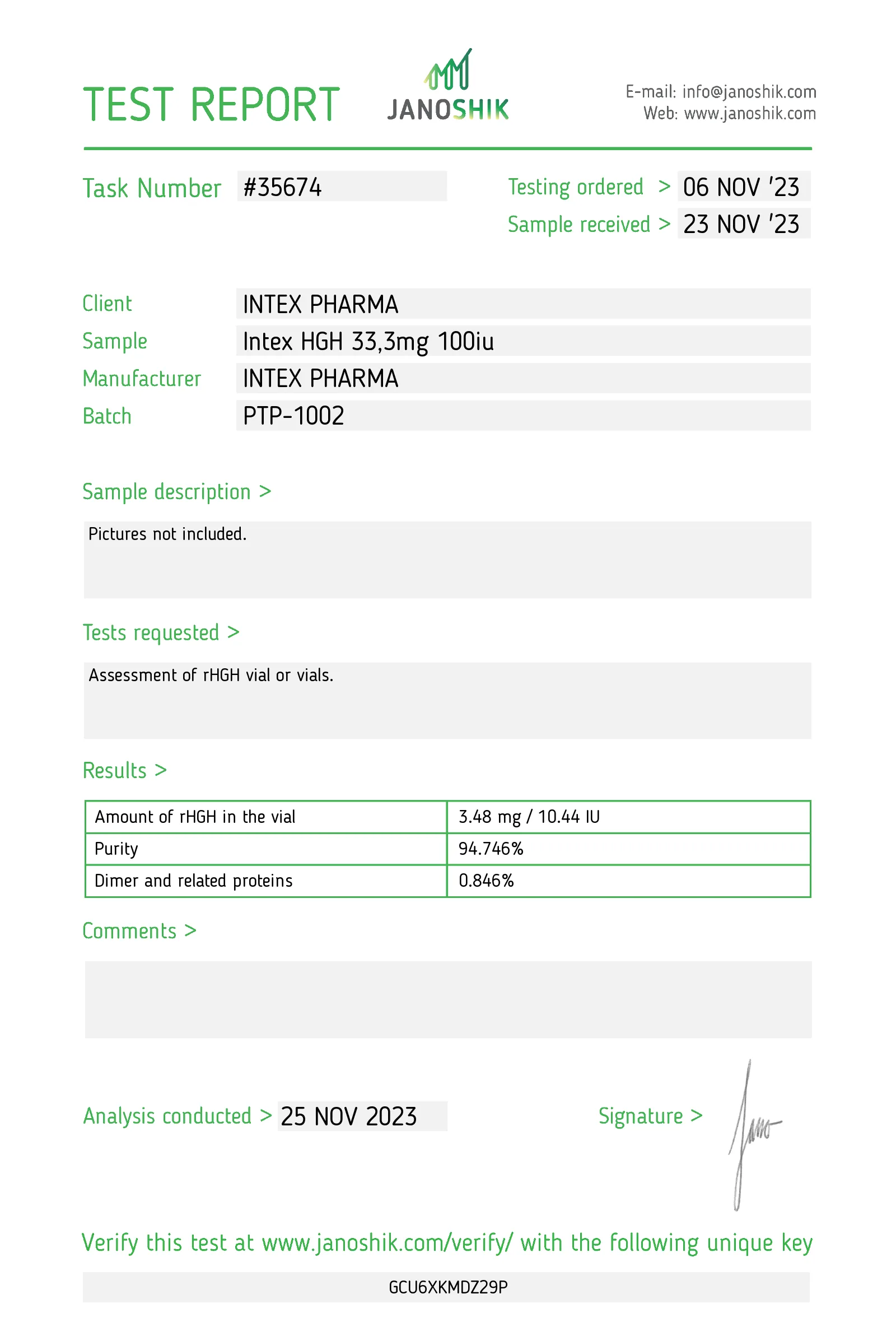 Intex HGH 100IU