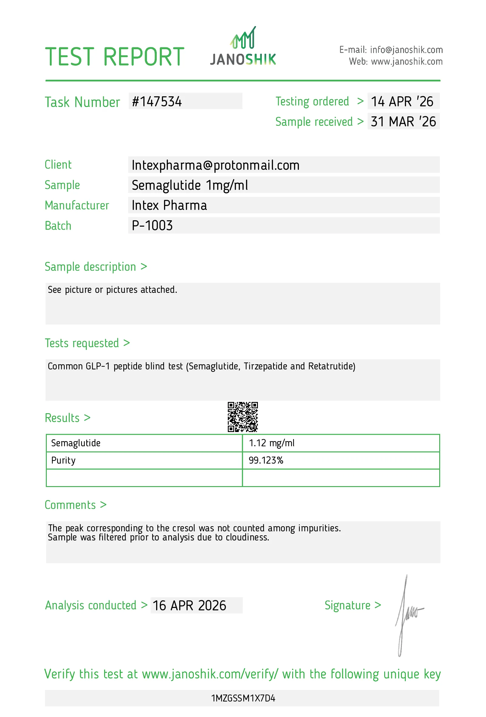 Intex Semaglutide 1mg