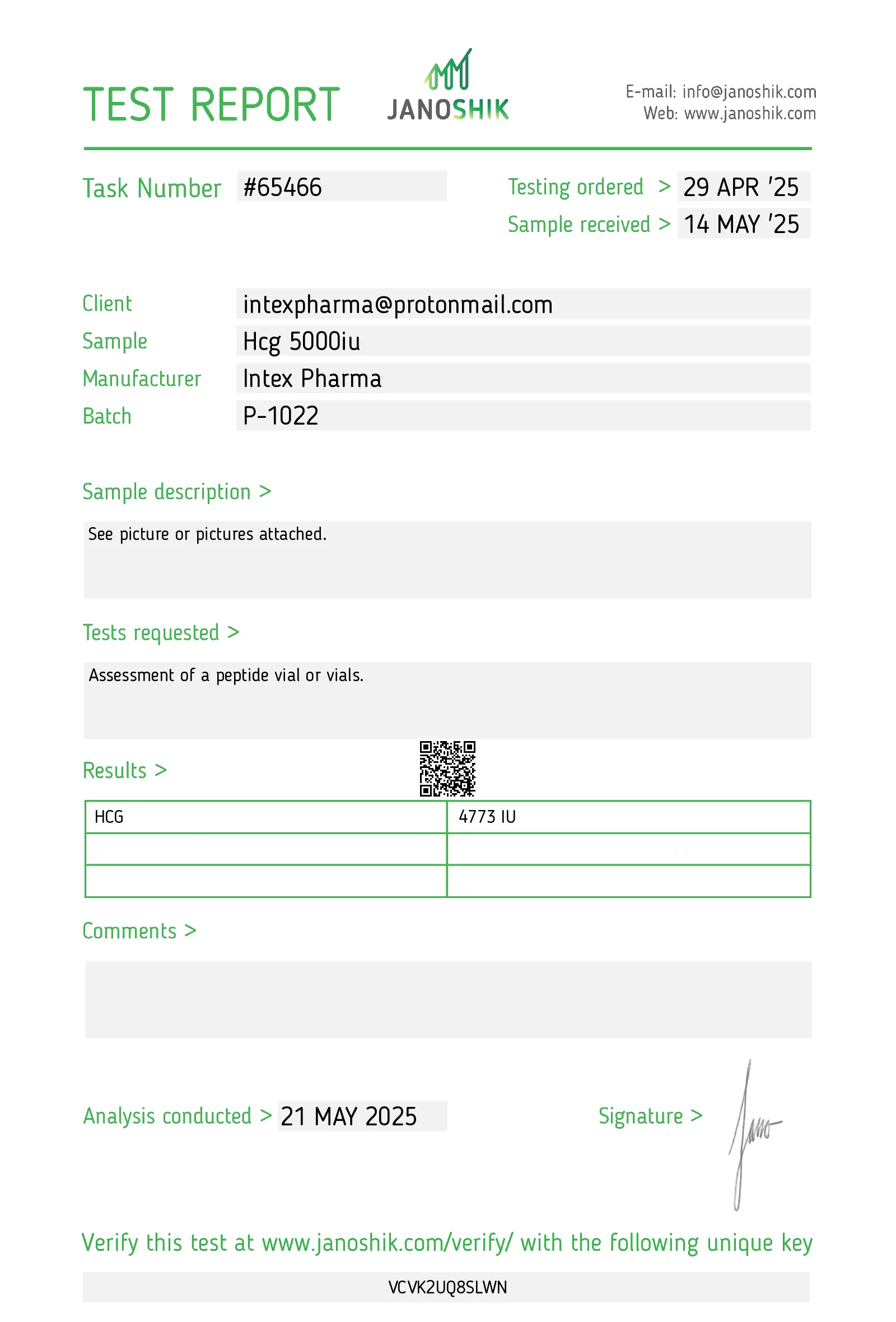 Intex Pharma HCG 5000IU